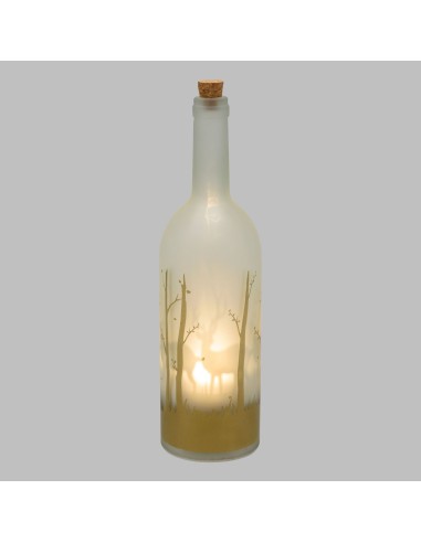 LUCI DI NATALE: vendita online Bottiglia Magic 9x34cm Vetro Bianco Oro, LED Proiezione Renne, Luce Bianca Calda in offerta