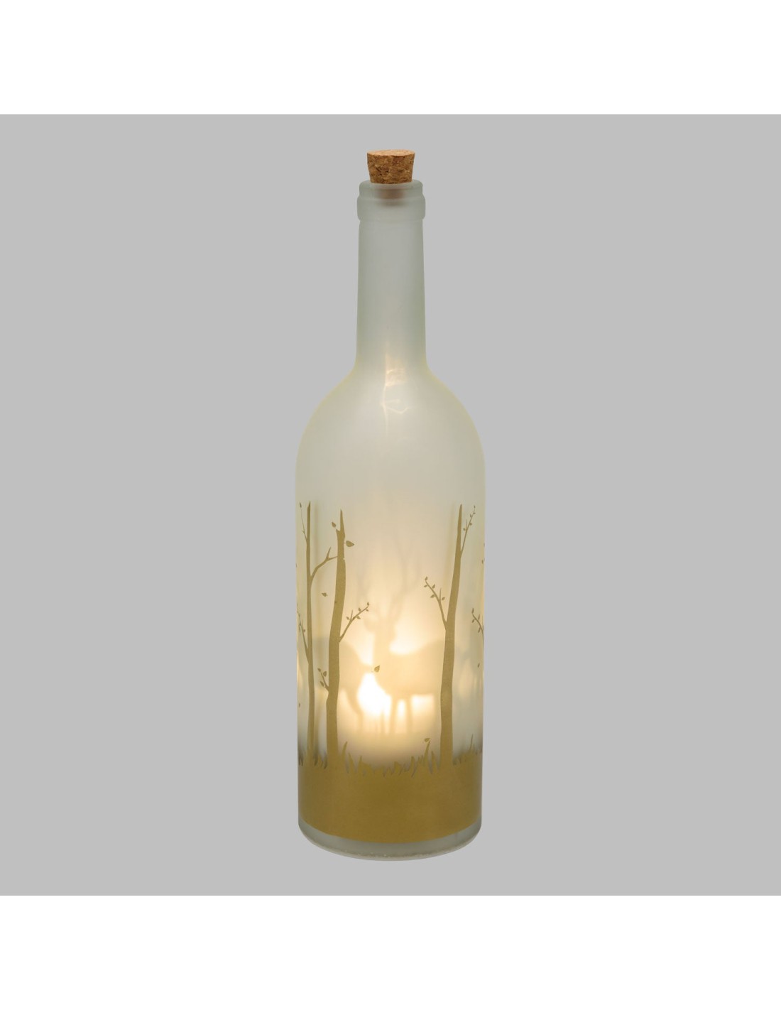 LUCI DI NATALE: vendita online Bottiglia Magic 9x34cm Vetro Bianco Oro, LED Proiezione Renne, Luce Bianca Calda in offerta