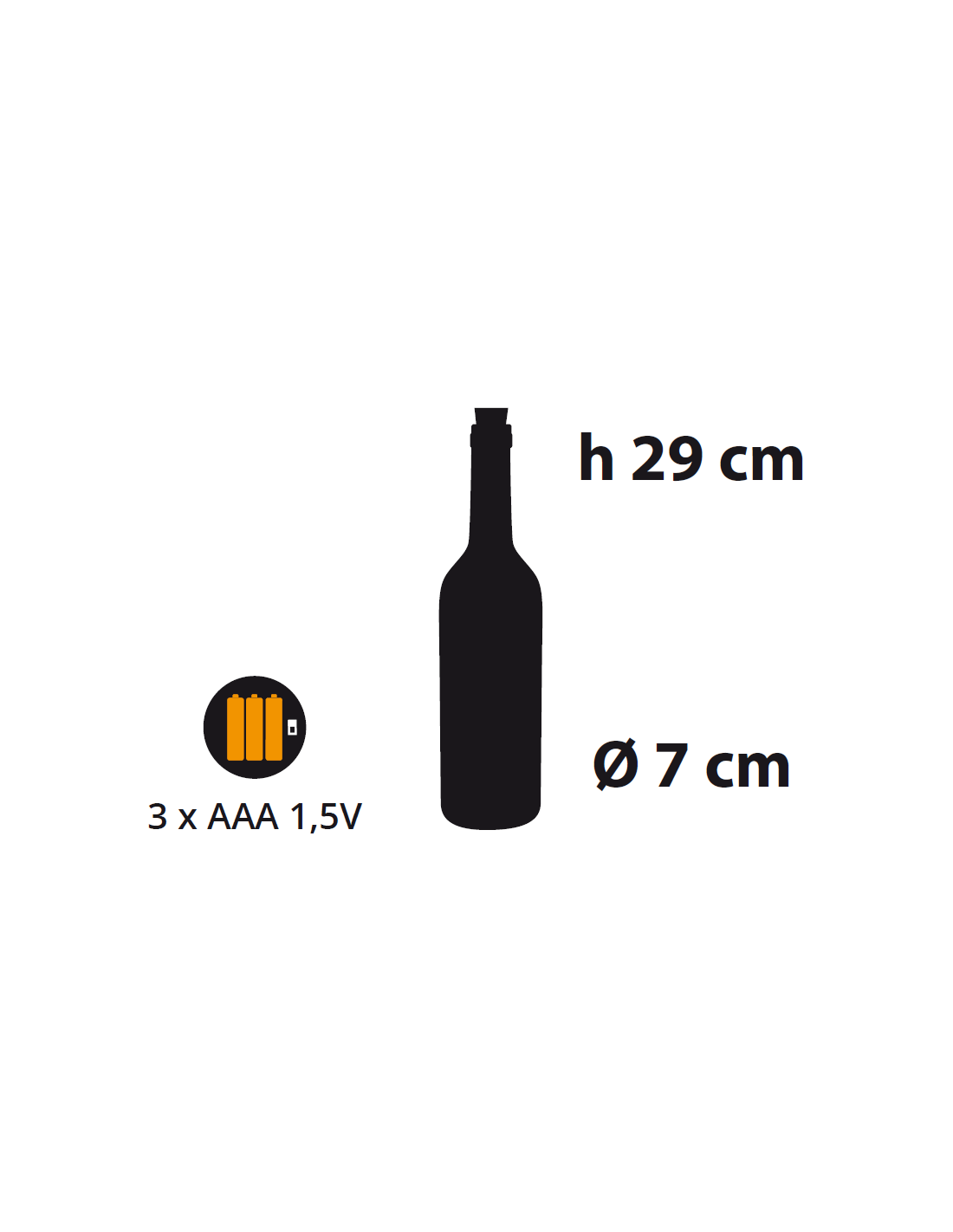 LUCI DI NATALE: vendita online Bottiglia di Natale Magic 7x29cm in vetro bianco oro con proiezione LED renne, luce calda in o...