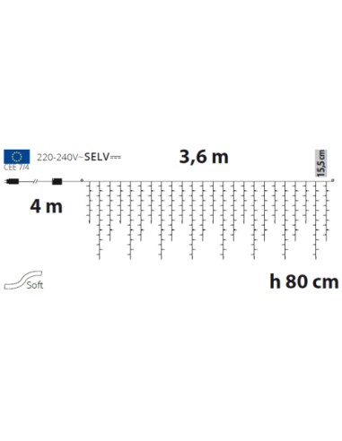 LUCI DI NATALE: vendita online Tenda Luminosa di Natale Snow Light 360xH80cm 288 LED Nevicata Bianco Caldo in offerta