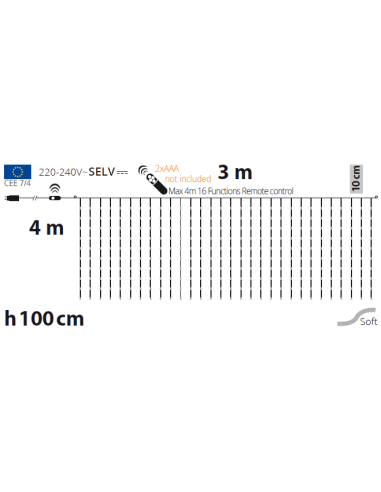 LUCI DI NATALE: vendita online Tenda Luminosa di Natale 300xH100cm con 300 GOCCE di Luce PIXEL LED WW+W in offerta