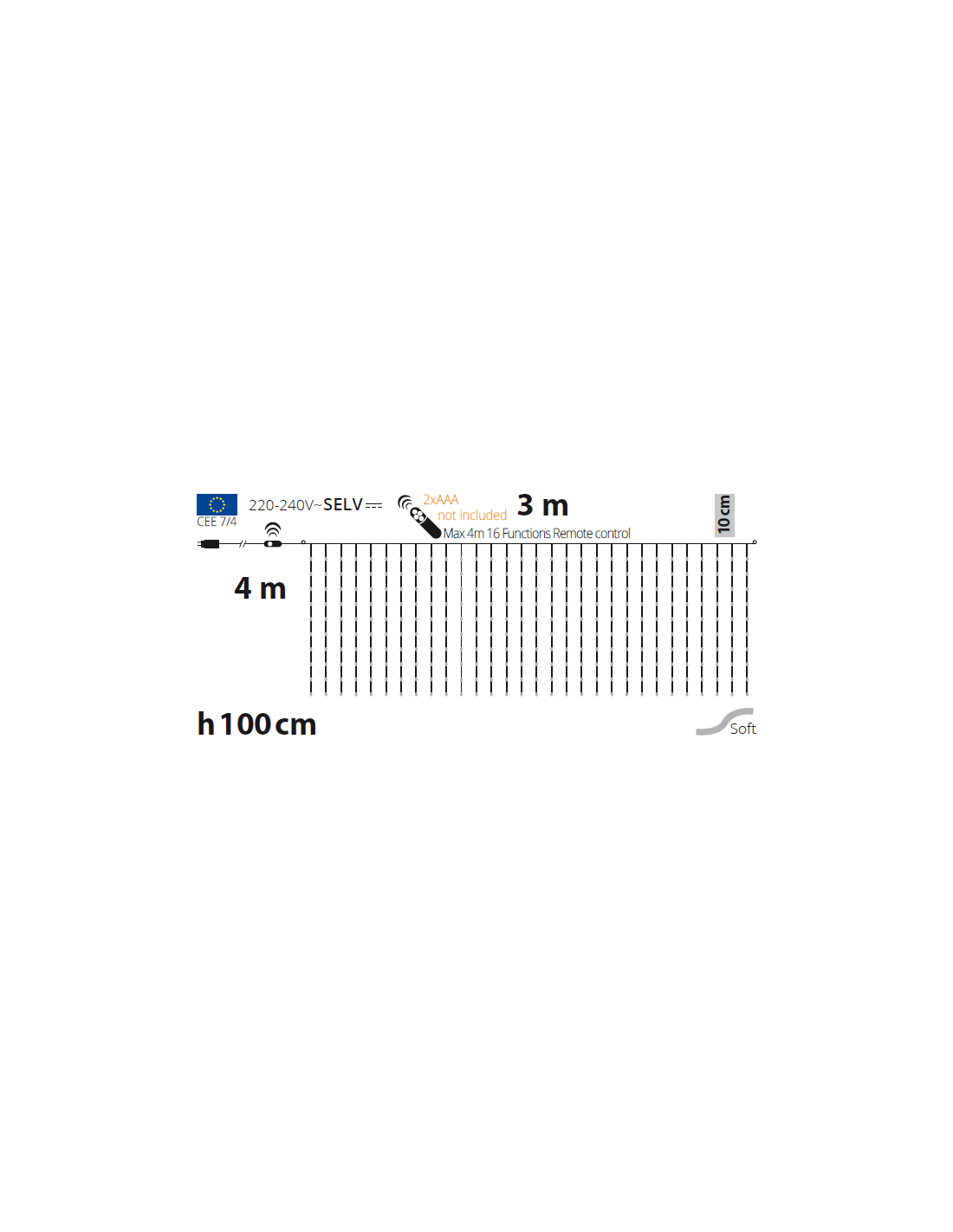 LUCI DI NATALE: vendita online Tenda Luminosa di Natale 300xH100cm con 300 GOCCE di Luce PIXEL LED WW+W in offerta