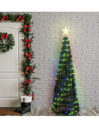 LUCI DI NATALE: vendita online Albero di Natale Conico H180cm PVC Verde con 304 GOCCE LED Pixel in offerta