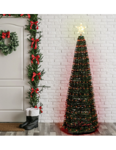 LUCI DI NATALE: vendita online Albero di Natale Conico H180cm PVC Verde con 304 GOCCE LED Pixel in offerta