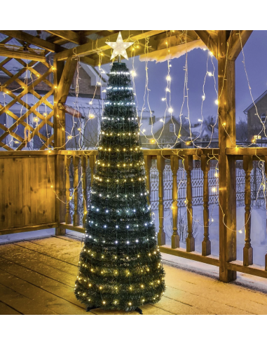 LUCI DI NATALE: vendita online Albero di Natale Conico H180cm PVC Verde con 304 GOCCE LED Pixel in offerta