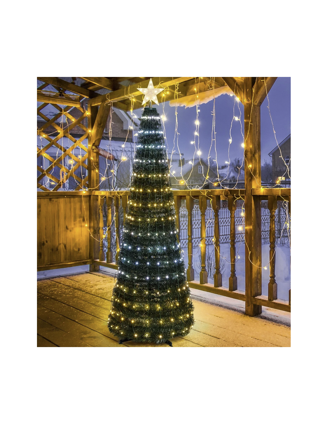 LUCI DI NATALE: vendita online Albero di Natale Conico H180cm PVC Verde con 304 GOCCE LED Pixel in offerta