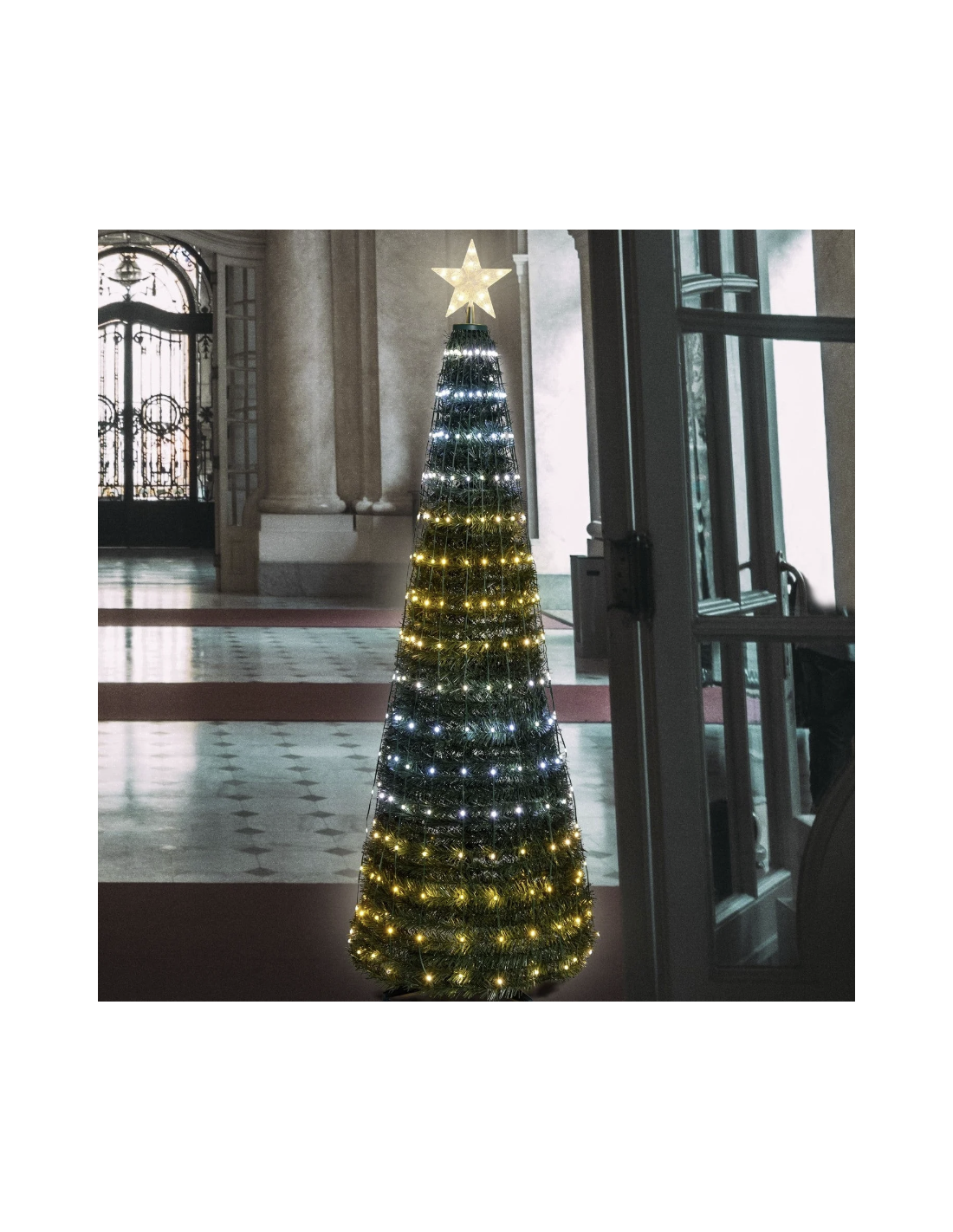 LUCI DI NATALE: vendita online Albero di Natale Conico H180cm PVC Verde con 304 GOCCE LED Pixel in offerta