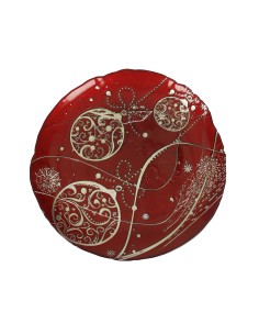 84394 PIATTO REGALOMAGIA 32CM ROSSO/ORO VETRO su Shop in Casa