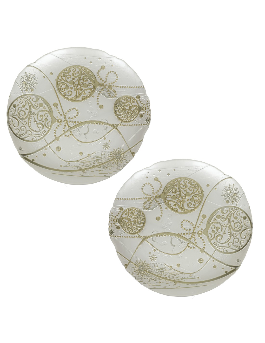 84386 PIATTINO REGALOMANIA BIANCO/ORO CM 21 SET 2PZ VETRO su Shop i...