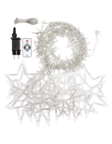 LUCI DI NATALE: vendita online Ice Cluster Light 500xH105cm con 20 Stelle - 620 LED Bianco Caldo Ø5mm | Decorazione Natalizia...