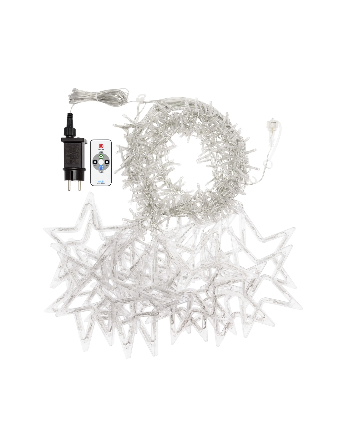 LUCI DI NATALE: vendita online Ice Cluster Light 500xH105cm con 20 Stelle - 620 LED Bianco Caldo Ø5mm | Decorazione Natalizia...