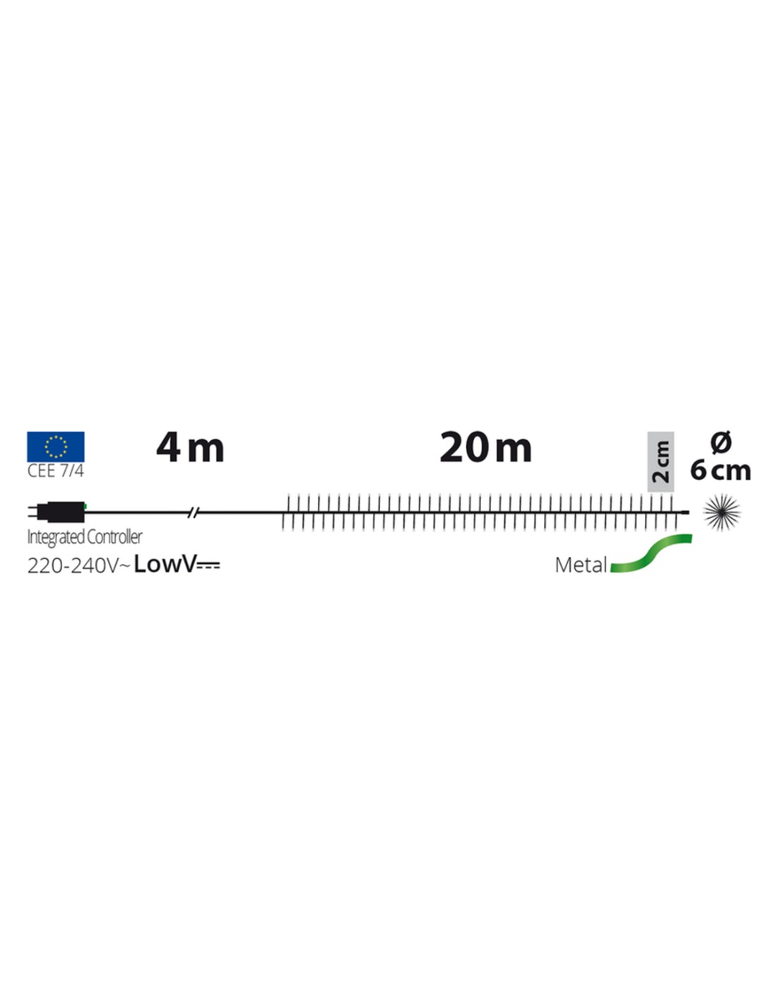 LUCI DI NATALE: vendita online Catena di Natale 20M NTL6 Nastro Minicluster Ø6cm con 1000 Microled Bianchi - La Magia di Nata...