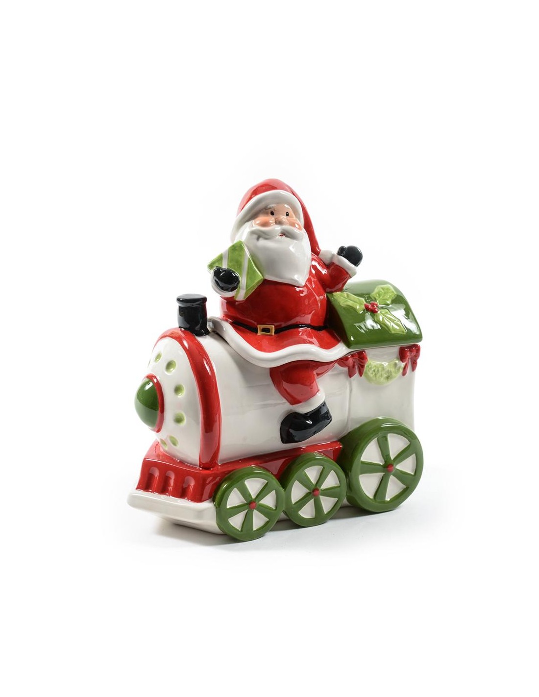 PORCELLANE: vendita online Biscottiera di Natale Treno in Ceramica 23x14x26 cm - La Magia di Natale sulla tua tavola in offerta