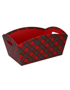 CESTA 938187 CARTONE ROSSO SCOZZESE 27X14X15CM su Shop in Casa
