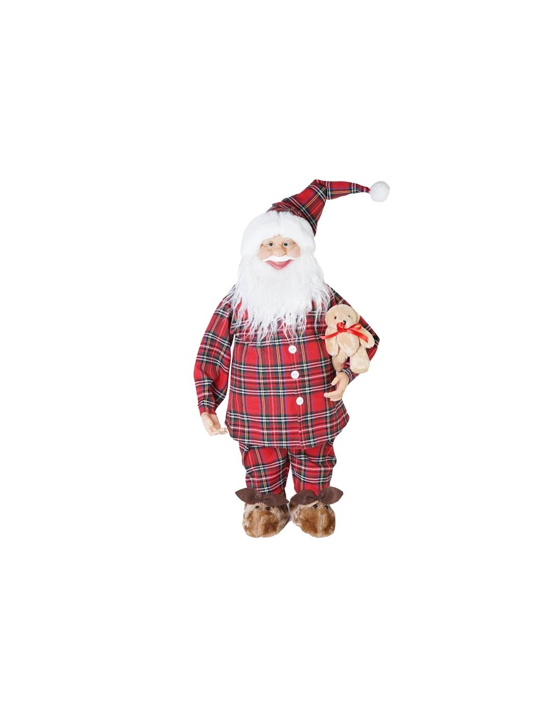 BABBO NATALE ROSSO SCOZZESE H45CM POLIESTERE su Shop in Casa