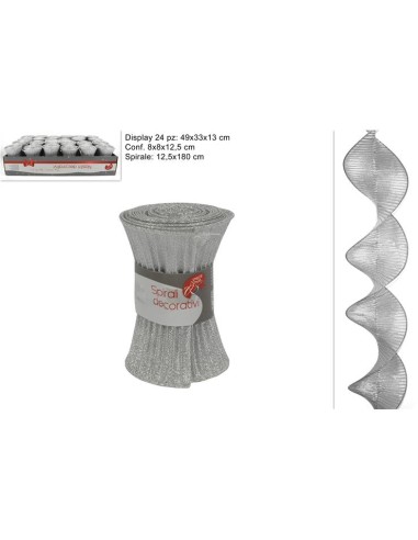 DECORAZIONE TESSUTO SPIRALE 12.5X180CM SILVER HJ2017-1688-12.5