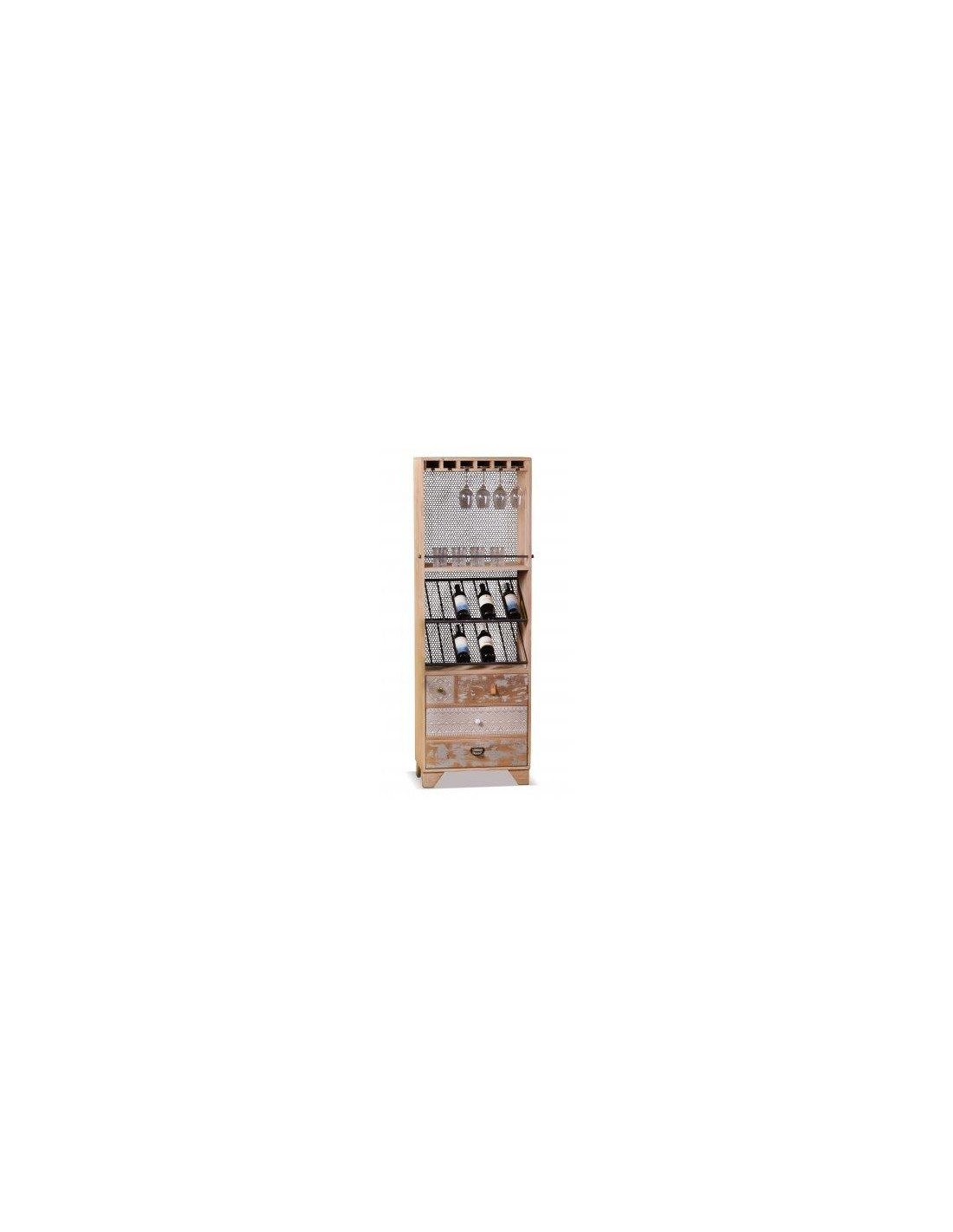 MOBILETTO 60150 CON PORTABOTTIGLIE 60X35X180CM LEGNO/FERRO