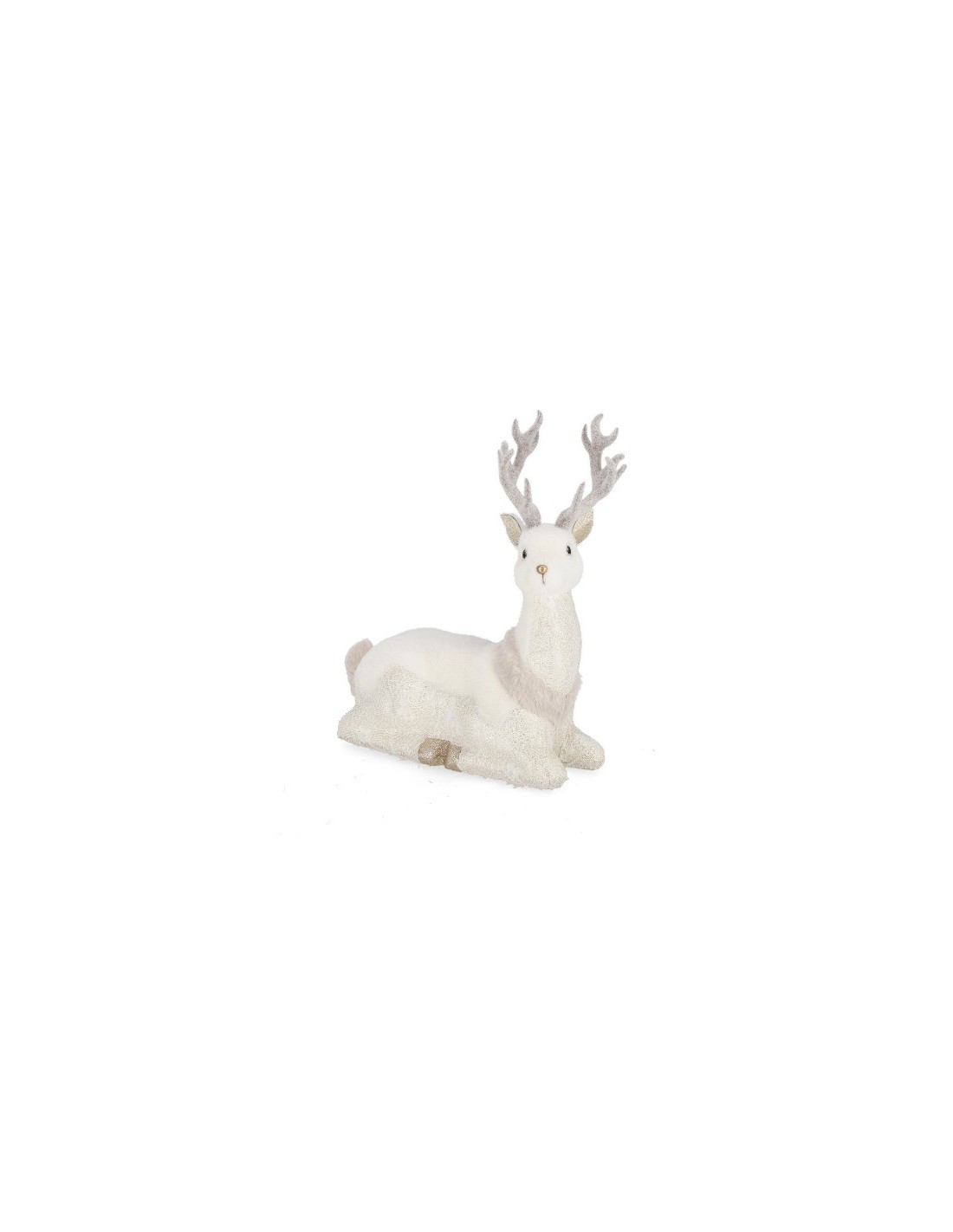 OGGETTISTICA NATALE: vendita online Renna di Natale Seduta Lesley Bianca, 34x14x39cm, La Magia di Natale per Decorazioni Eleg...