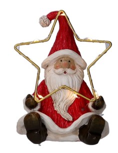 BABBO NATALE RESINA CON STELLA LED H13CM su Shop in Casa
