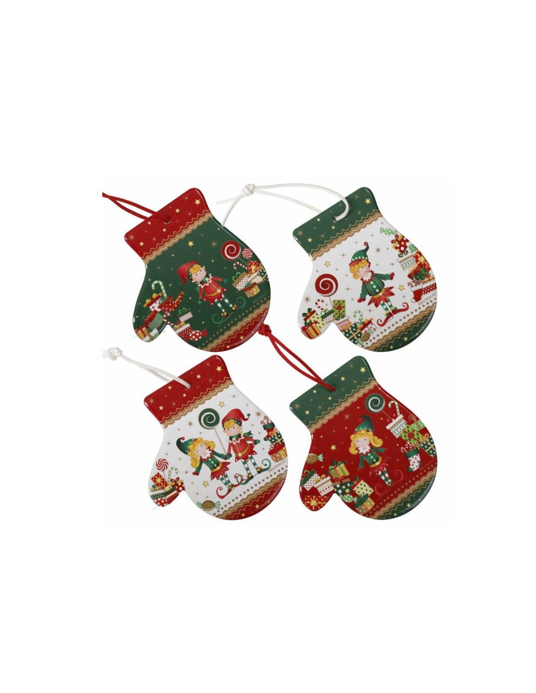 OGGETTISTICA NATALE: vendita online Set 4 Decorazioni Guanto Elfomagia di Natale, 12x11 cm, La Magia di Natale in Ogni Dettag...