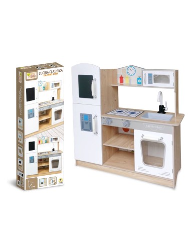 GIOCHI IN LEGNO: vendita online MEGA CUCINA IN LEGNO CLASSICA 83CM CON LAVELLO, FATTO DI LEGNO, GIOCO EDUCATIVO in offerta