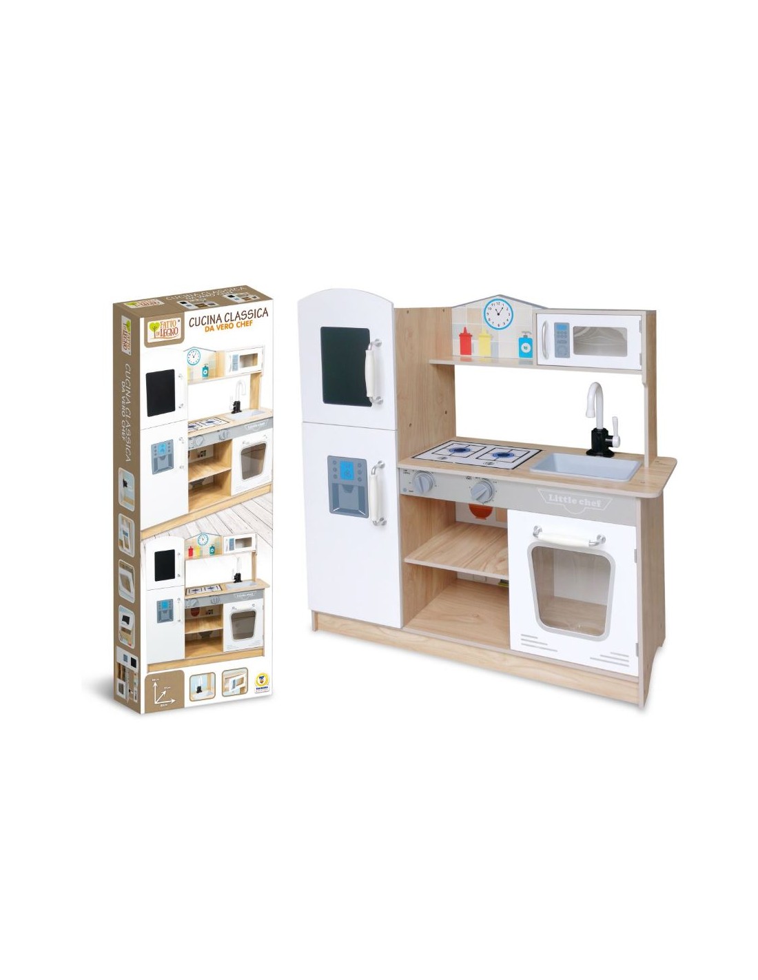 GIOCHI IN LEGNO: vendita online MEGA CUCINA IN LEGNO CLASSICA 83CM CON LAVELLO, FATTO DI LEGNO, GIOCO EDUCATIVO in offerta