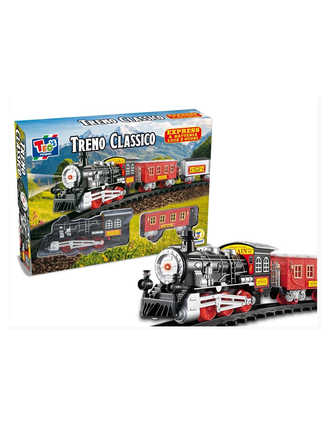 PRESCOLARI: vendita online TEO S PISTA TRENO CLASSICO 105CM LUCI E SUONI, GIOCATTOLO BAMBINI, TRENO ELETTRICO in offerta