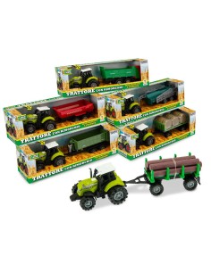 LINEA VERDE 68496 TRATTORE CON RIMORCHIO ASSORTITO su Shop in Casa