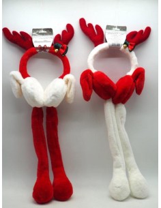 OGGETTISTICA NATALE: vendita online Copriorecchie Pelosi con Corna e Movimento Mod. 34224, Accessorio Natalizio Divertente Co...