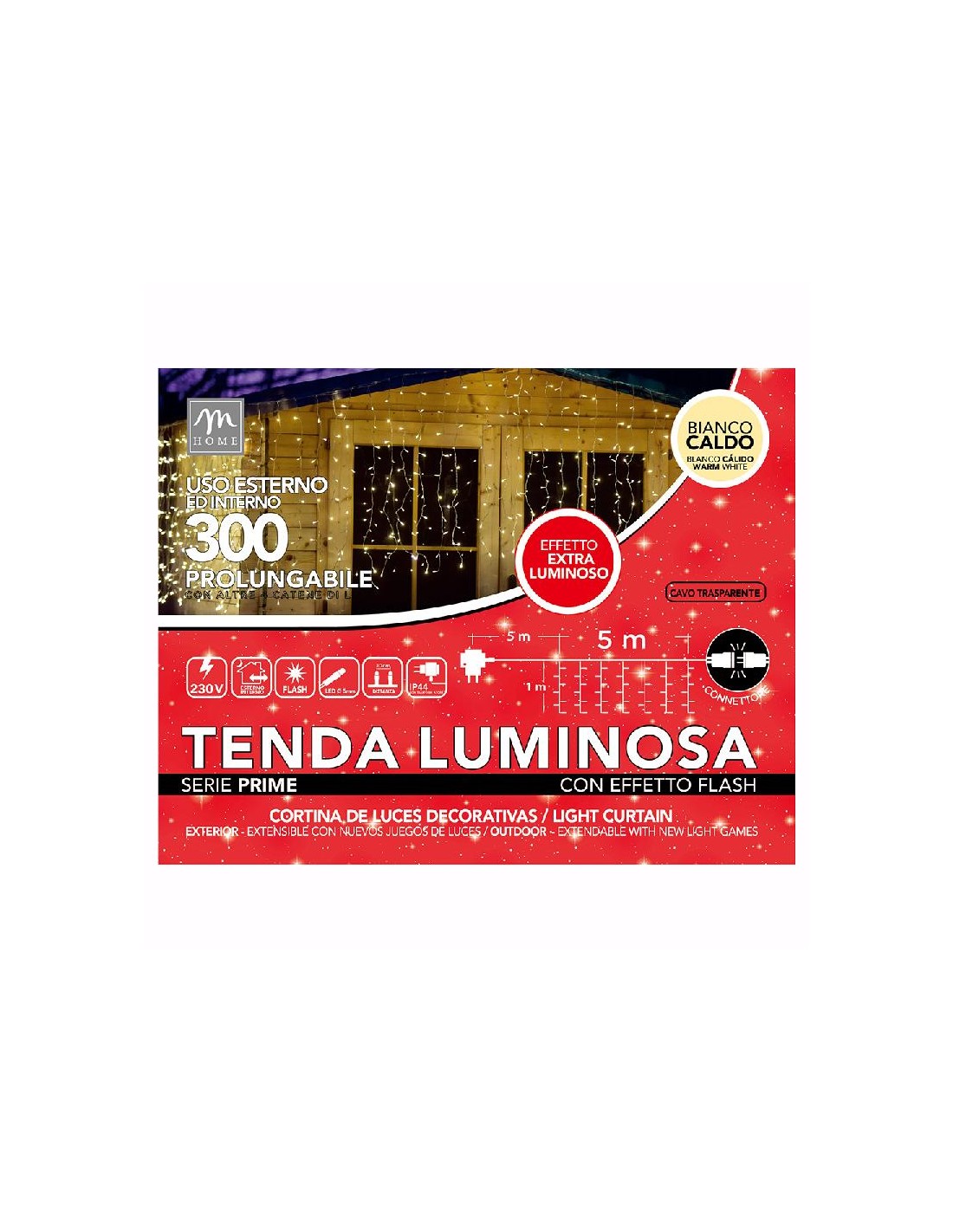 LUCI DI NATALE: vendita online Tenda 300 LED Colore Bianco Caldo con Flash Prolungabile - La Magia di Natale a casa tua! in o...