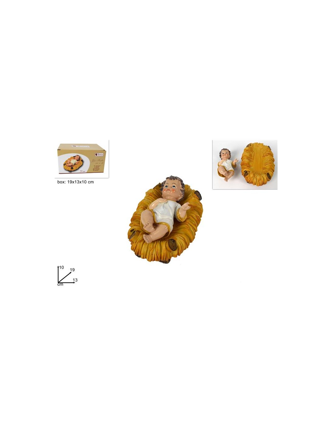 GESU  BAMBINO VESTITO 19CM CON CULLA