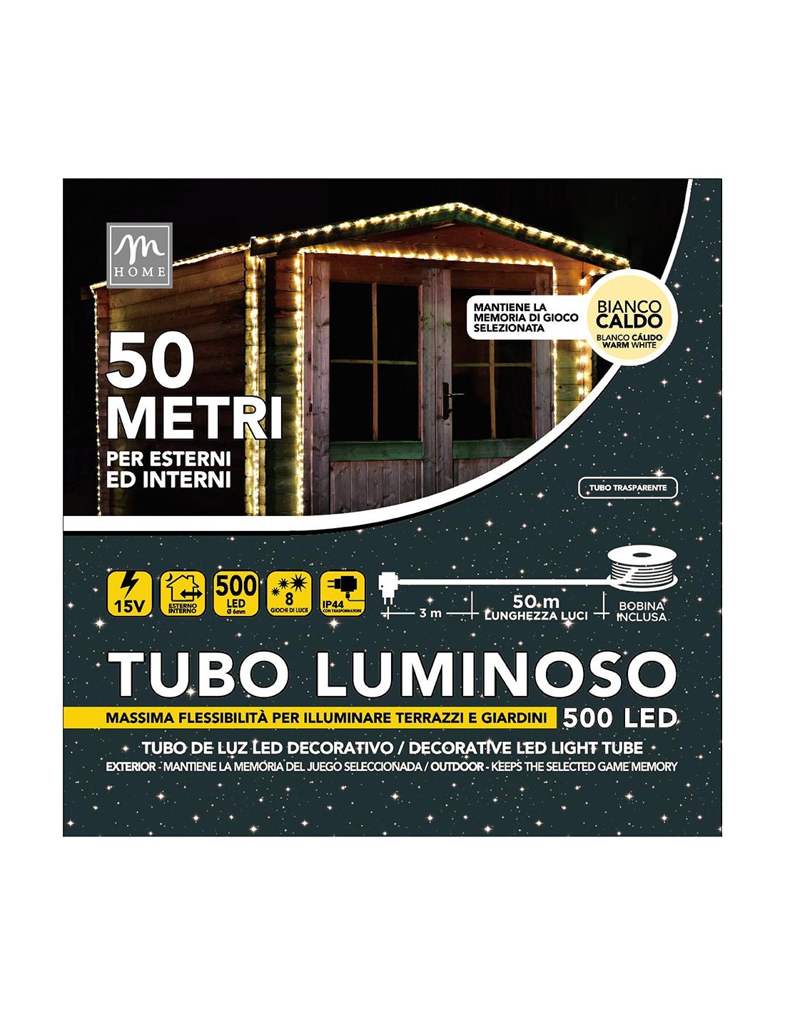 LUCI DI NATALE: vendita online Tubo con 500 LED Bianco Caldo da Esterno - La Magia di Natale a casa tua in offerta