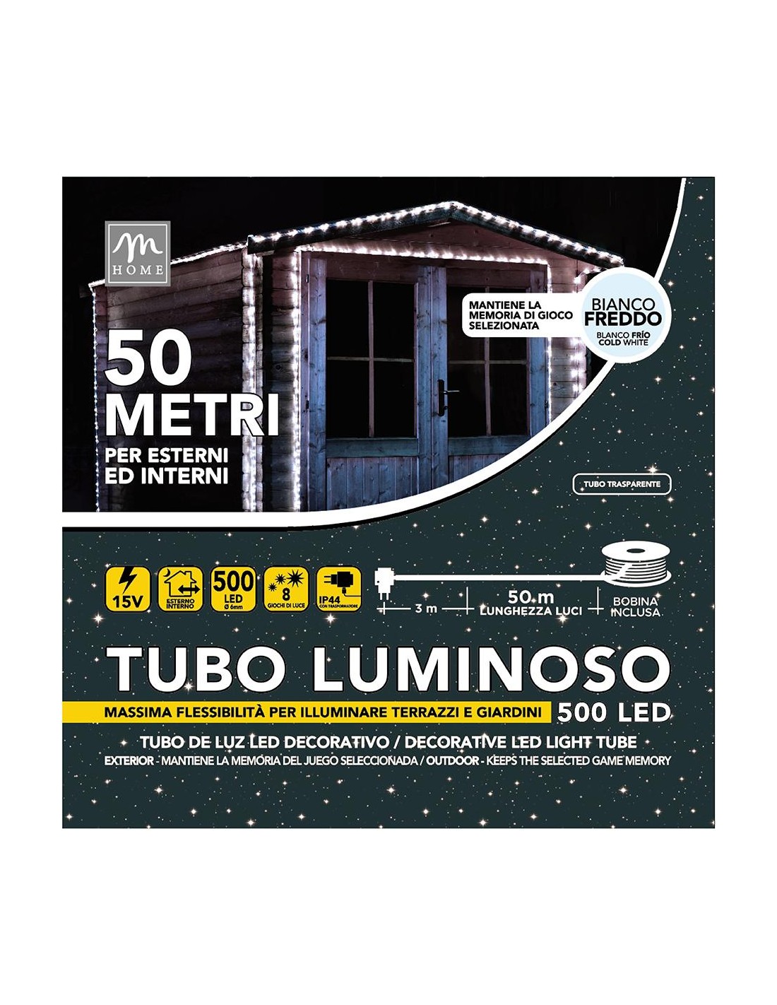 LUCI DI NATALE: vendita online Tubo con 500 LED Colore Bianco da Esterno - La Magia di Natale a casa tua in offerta