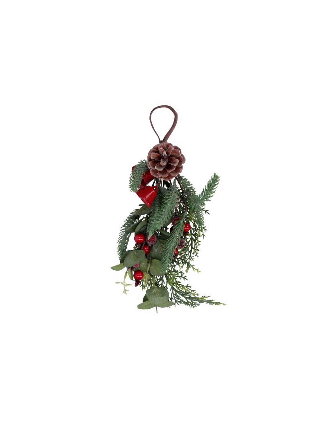 FESTONE CON PIGNE E CAMPANE ROSSE 33CM su Shop in Casa