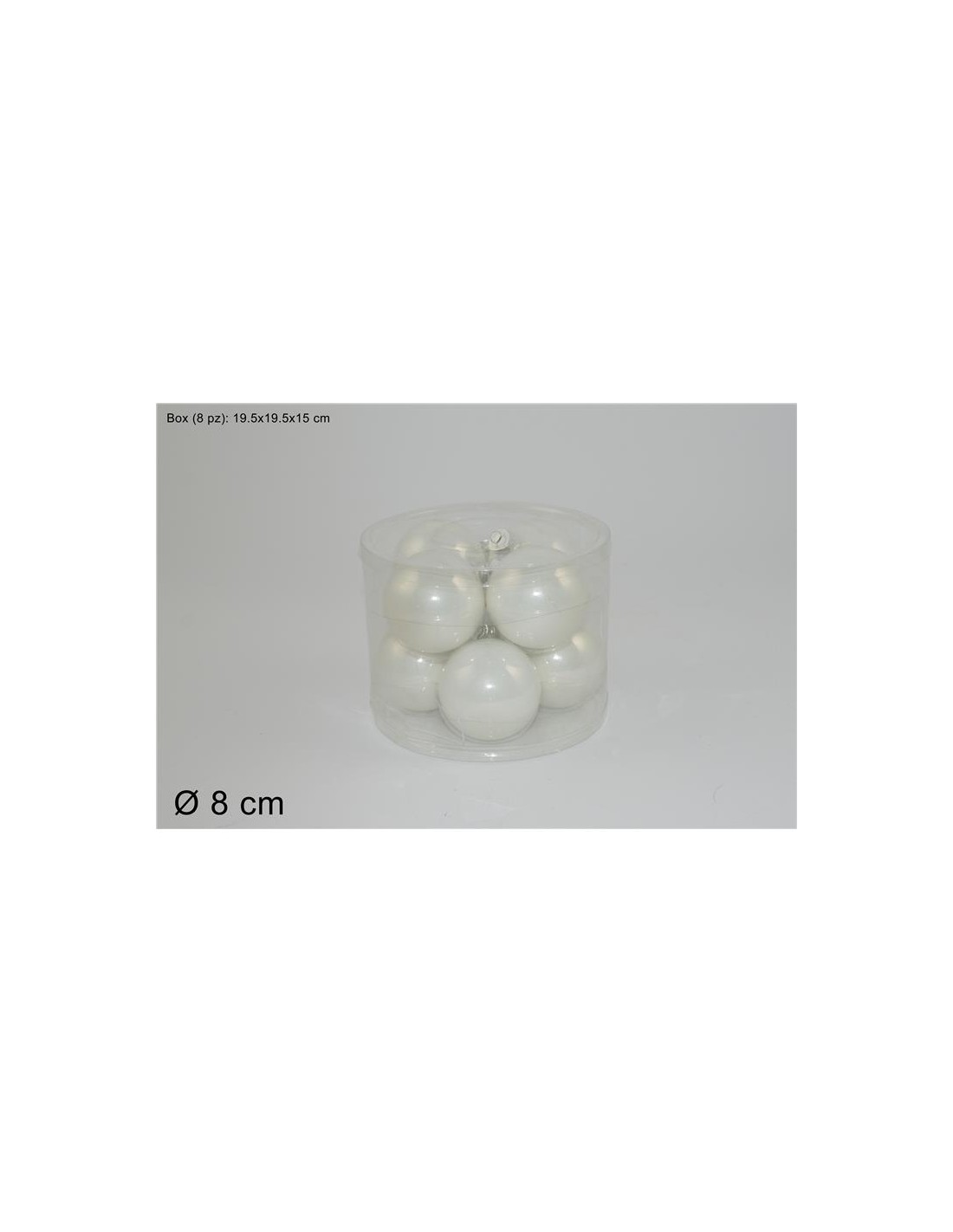 CONF 8 SFERE 59022 VETRO 8CM BIANCO PERL