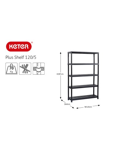 MENSOLE E SCAFFALI: vendita online SCAFFALE A 5 RIPIANI REGOLABLI H.187 CM in offerta