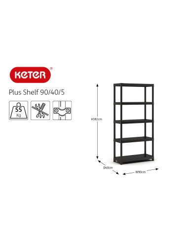 MENSOLE E SCAFFALI: vendita online SCAFFALE SHELF PLUS 5 RIPIANI 9980 90/40/5 in offerta