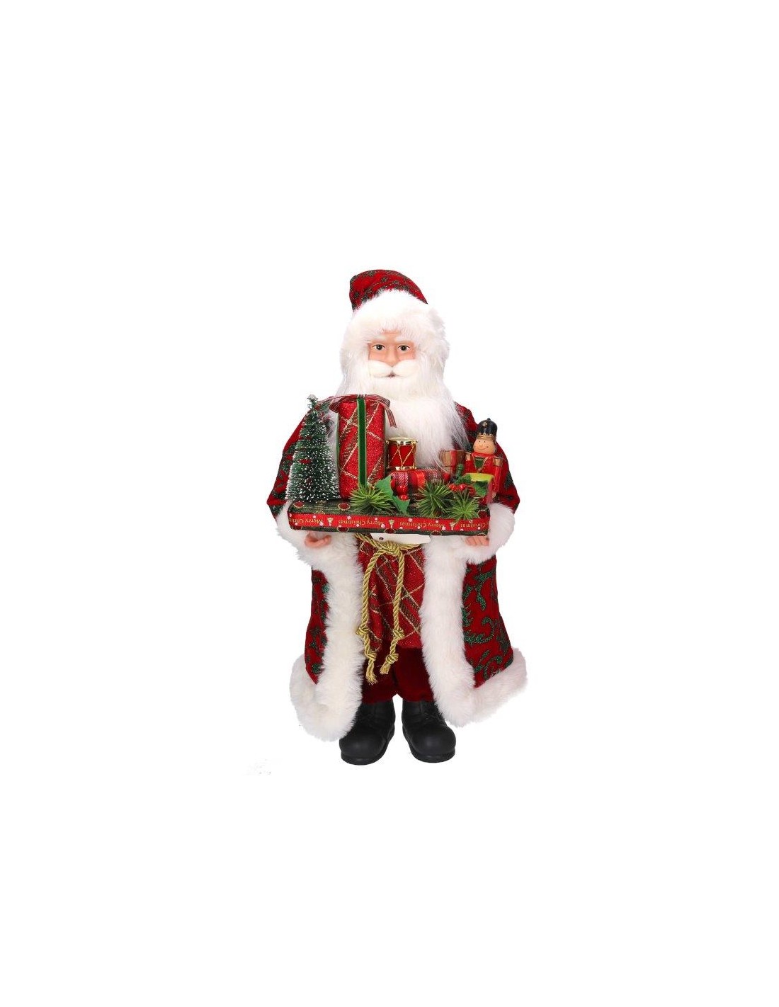 BABBO NATALE H45CM TESSUTO ROSSO CON PACCHI REGALO su Shop in Casa