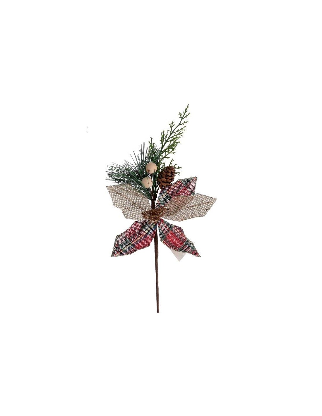 PICK PLASTICA FIORE SCOZZESE 17X31CM ROSSO/ORO su Shop in Casa