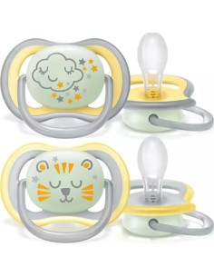 Avent Succhietto Ultra Air Nighttime 18M+ - 2 Pezzi