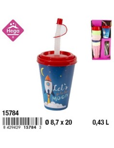BICCHIERE 15784 PLASTICA 0,43LT CON CANNUCCIA E COPERCHIO su Shop i...