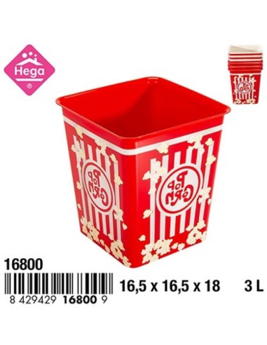 CONTENITORE POPCORN 16800 QUADRATO 3LT