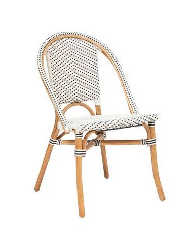 SEDIA 197310 BISTROT RATTAN BIANCO/NERO  56X48X84CM