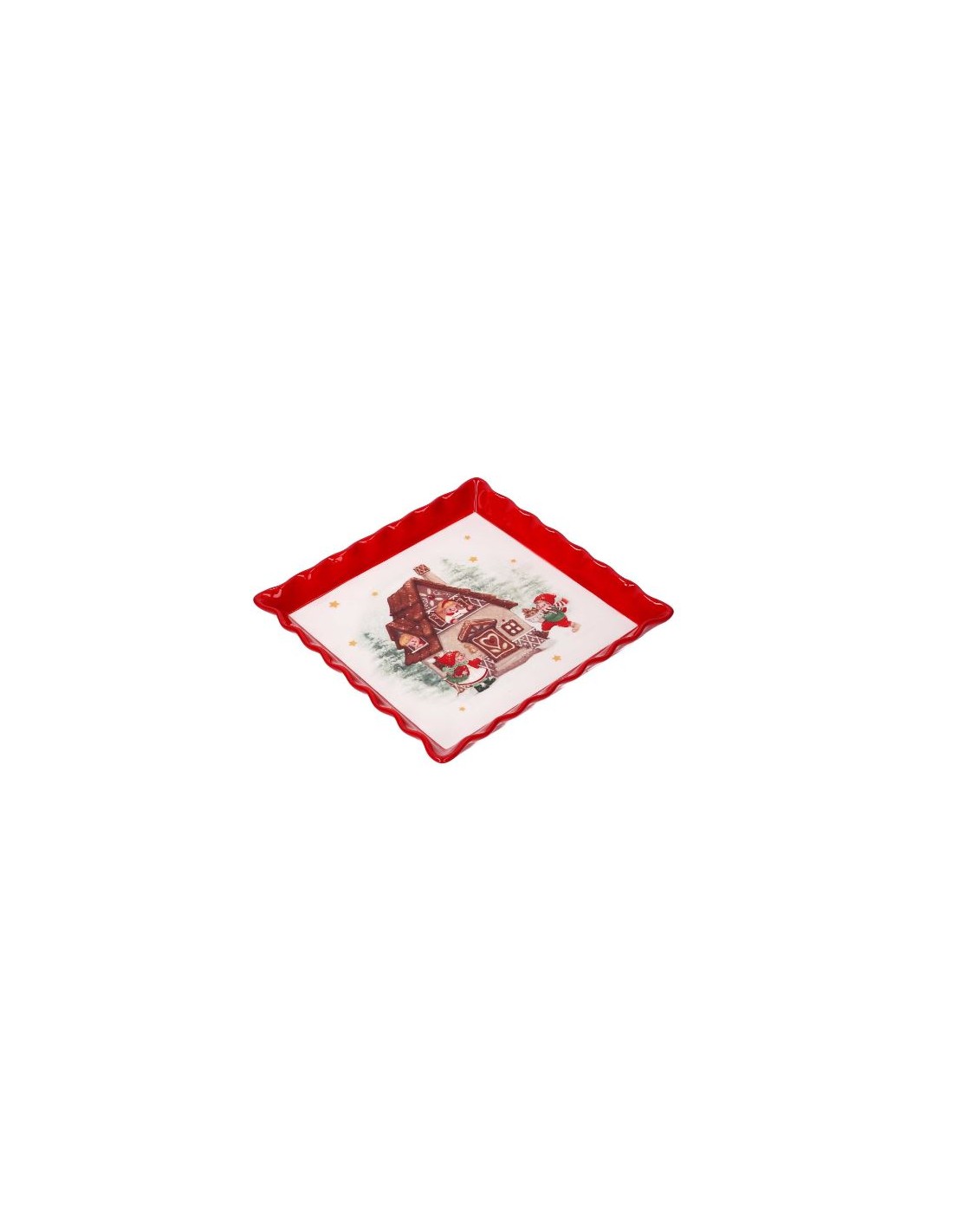 CENTROTAVOLA CERAMICA ROSSO/BIANCO 21X21CM DECORO NATALIZIO su Shop...