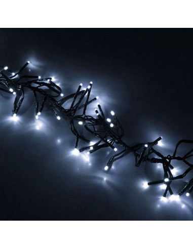 Catena luminosa natalizia cavo nero 1000 LED colore bianco con 8 gi...