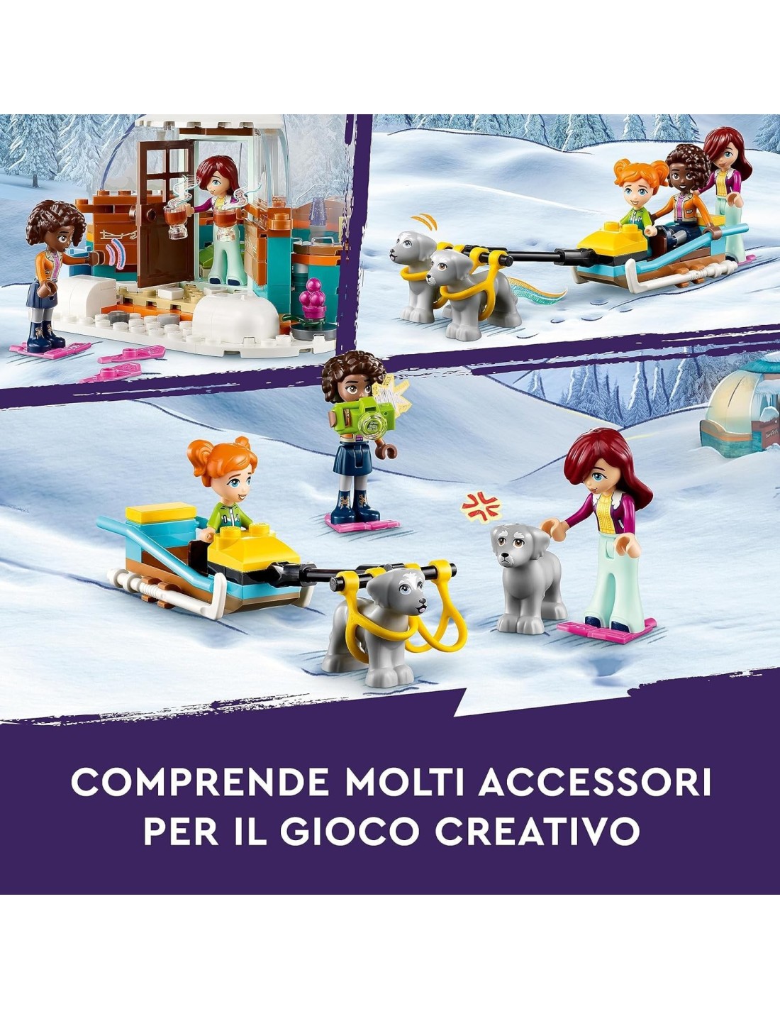 Home: vendita online LEGO Friends Vacanza in Igloo 41760, Set Giocattolo Invernale con Tenda da Campeggio e Cani da Slitta, p...