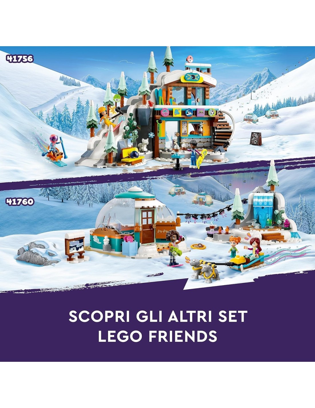 Home: vendita online LEGO Friends Vacanza in Igloo 41760, Set Giocattolo Invernale con Tenda da Campeggio e Cani da Slitta, p...