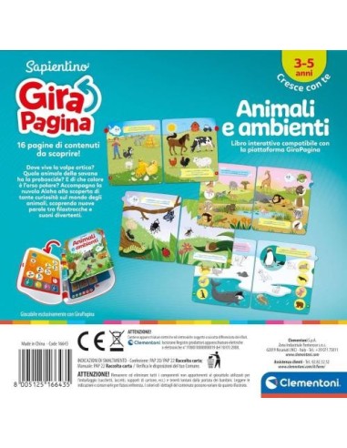 PRESCOLARI: vendita online SAPIENTINO 16643 LIBRO ANIMALI E AMBIENTI PER GIRA PAGINA in offerta