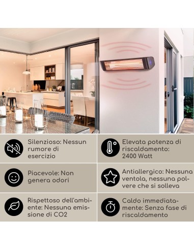 Lampada radiante HA125 a infrarossi con telecomando potenza 2400W s...
