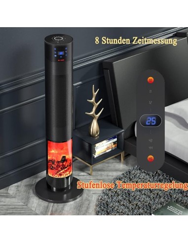 Stufa in ceramica con potenza 2000W altezza 78CM effetto fiamma PTC...